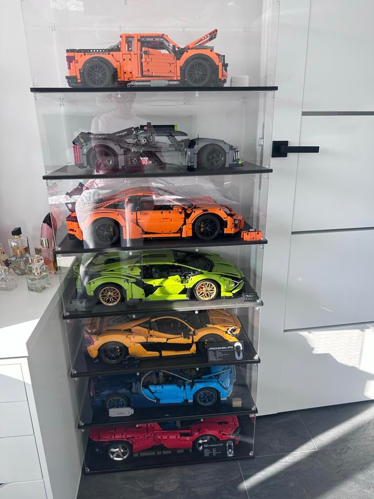 Lego Technic Supercars Collectie in Vitrinekasten, Hobby en Vrije tijd, Modelbouw | Auto's en Voertuigen, Zo goed als nieuw, Auto