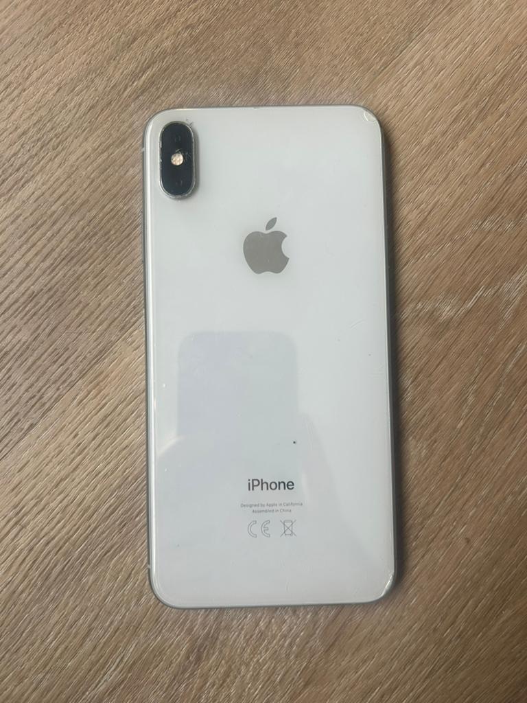 iPhone XS Max 64GB Wit Werkt Goed Scherm Gebarsten Met Hoes, Ophalen, Zo goed als nieuw