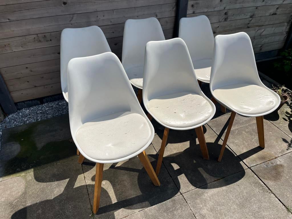 Eetkamer stoelen 6x, Huis en Inrichting, Stoelen, Ophalen, Zo goed als nieuw, Wit, Vijf, Zes of meer stoelen