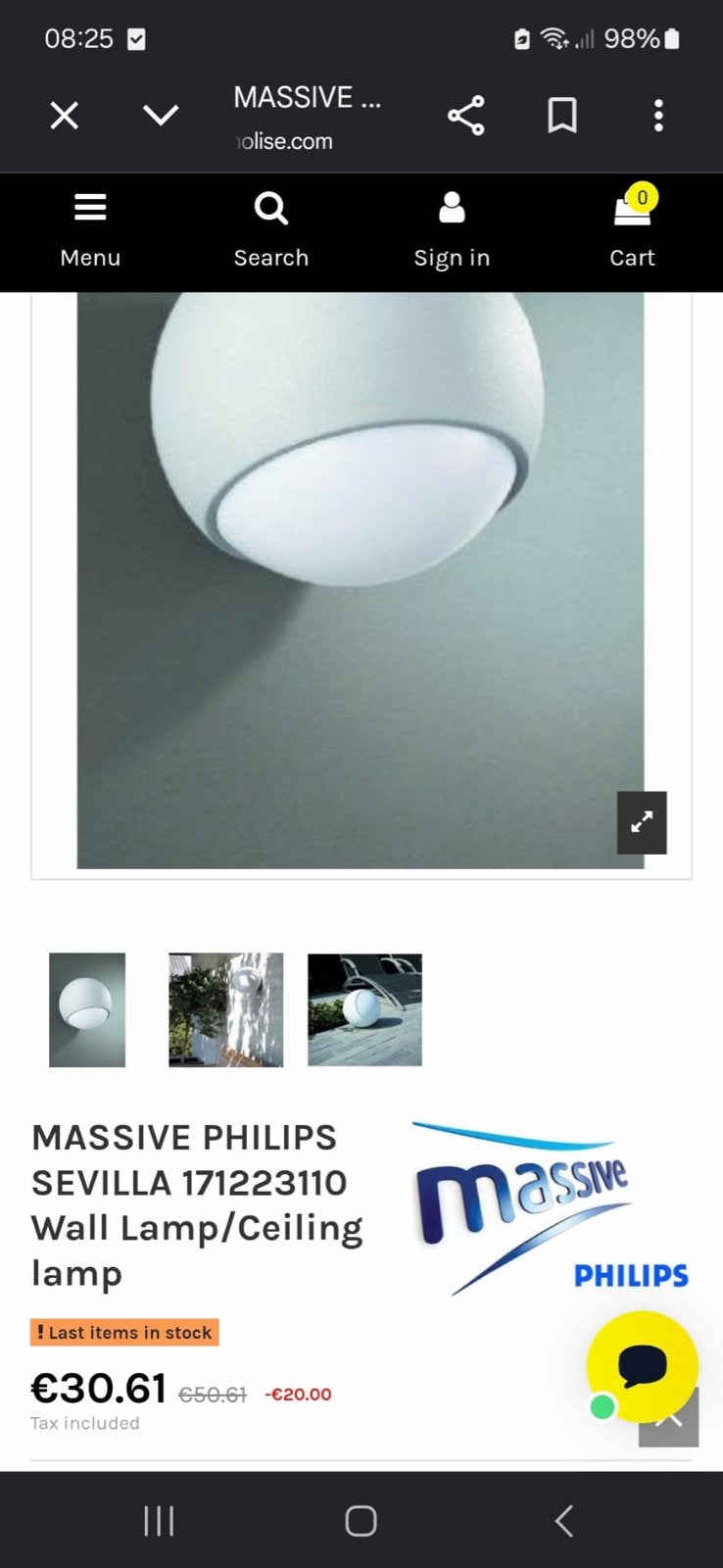 Massive Philips Sevilla 171223110 Wand-/standlamp, Ophalen of Verzenden, Nieuw