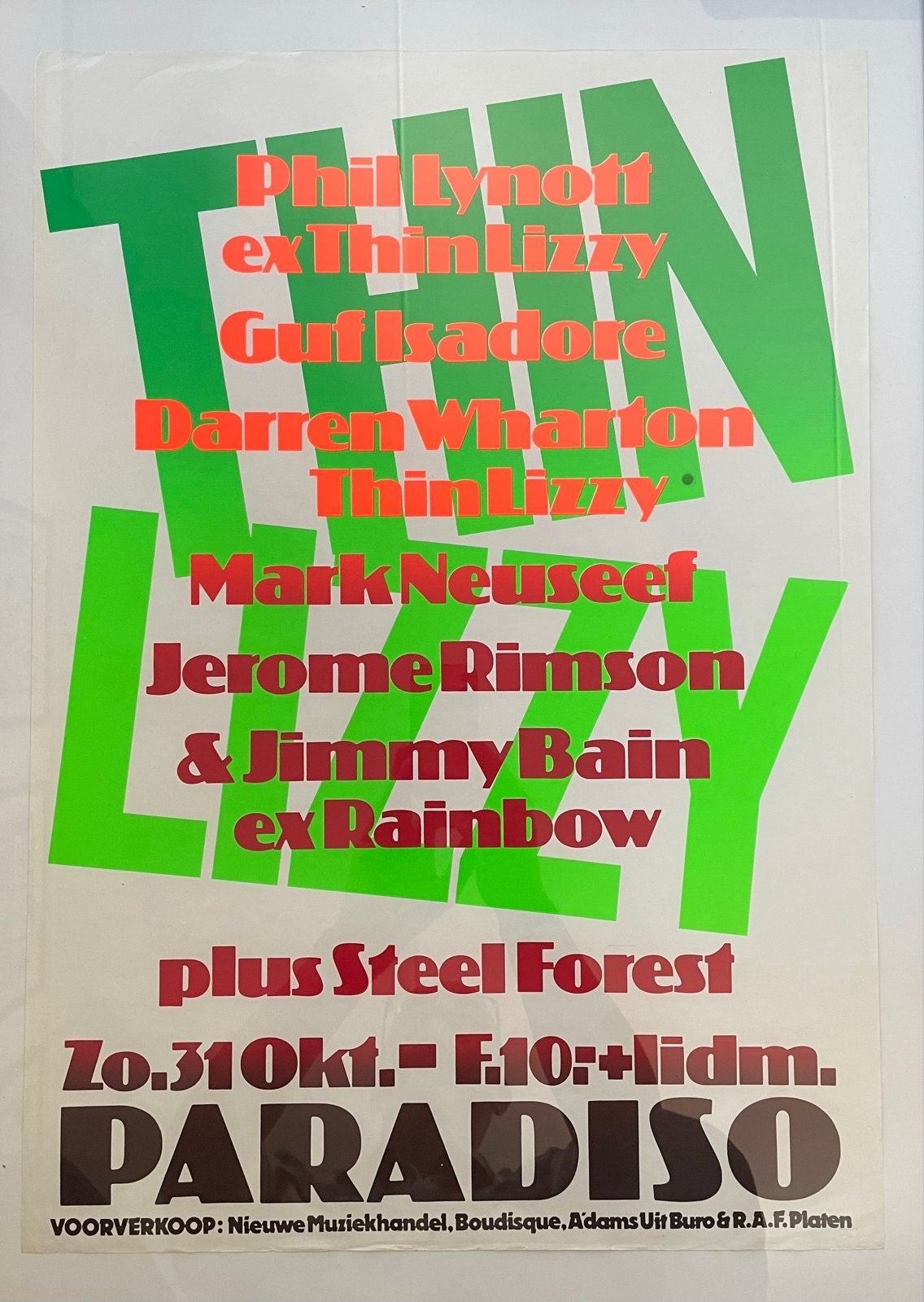 Phil Lynott Thin Lizzy Paradiso 1982 Martin Kaye Poster, Rechthoekig Staand, Ophalen of Verzenden, Zo goed als nieuw, A1 t/m A3
