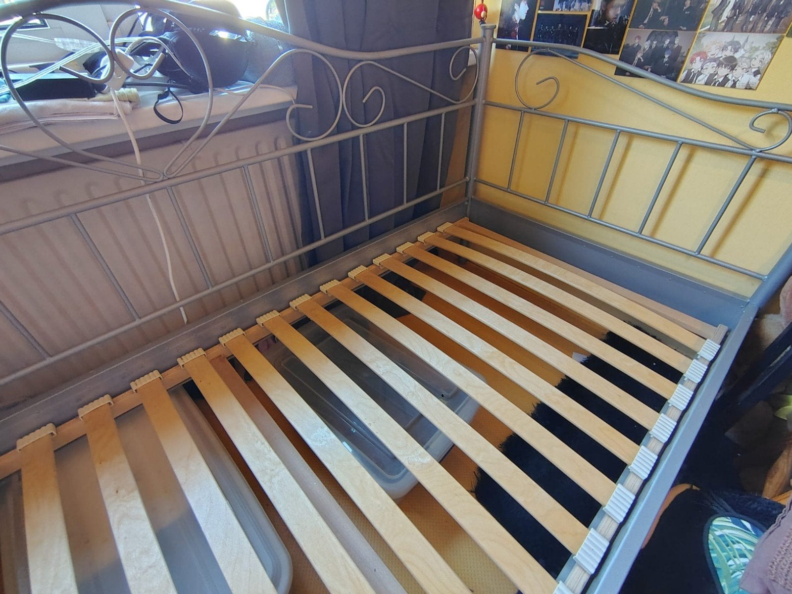GRATIS Eenpersoonsbed Ikea Sultan Mane, zilverkleurig, incl, Ophalen, Gebruikt, 90 cm, 200 cm