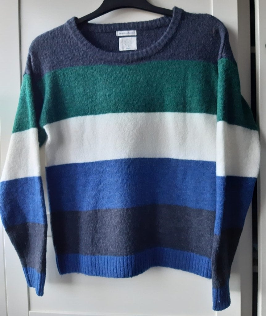 Gestreepte trui groen/blauw/wit Anti Blue maat S, Maat 38/40 (M), Anti Blue, Meerkleurig, Ophalen of Verzenden
