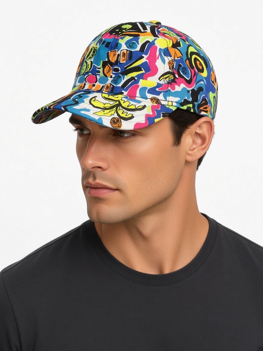 Opvallende pet met kleurrijke print vintage, Verzenden, Zo goed als nieuw, One size fits all, Pet