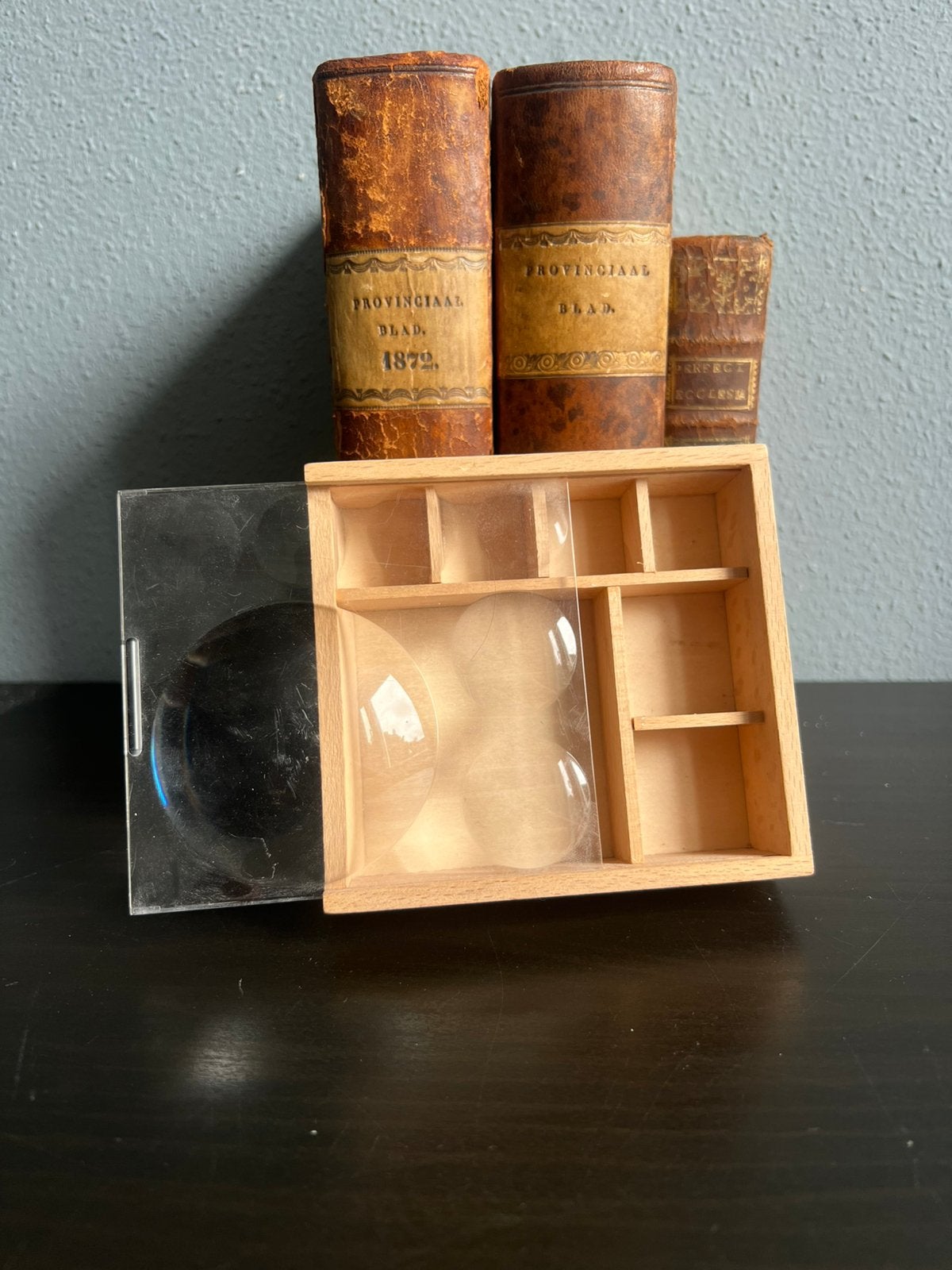 Opbergdoosje met vergrootglazen, Ophalen of Verzenden, Zo goed als nieuw, Vergrootglas of Loep
