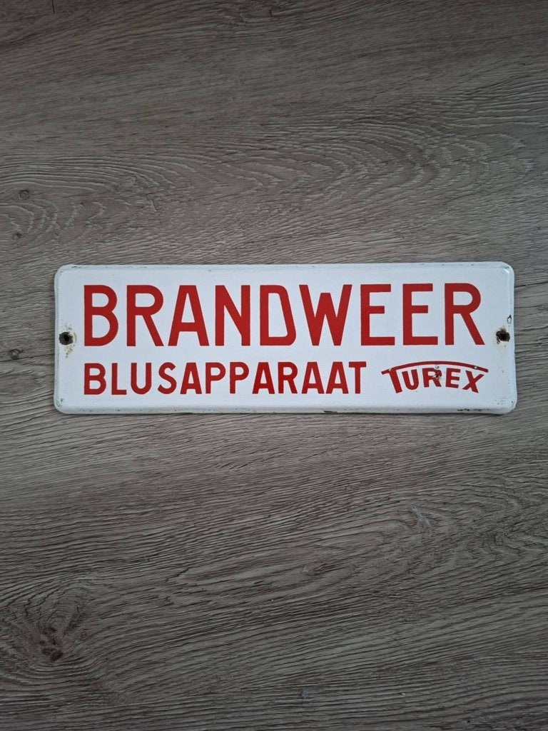 brandweer blusapparaat   emaille, Verzamelen, Ophalen of Verzenden, Gebruikt, Reclamebord