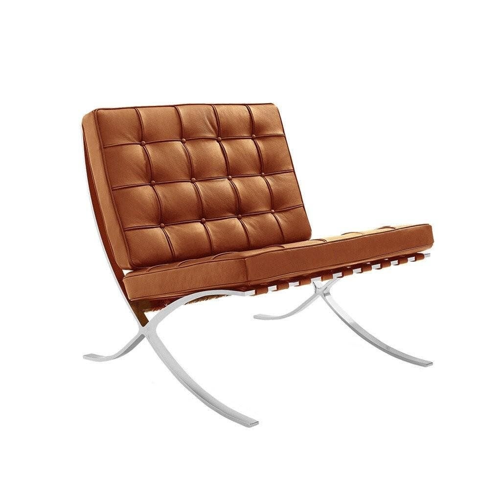 Home Design Rundlederen Fauteuil Cognac Chroom, Nieuw, Ophalen of Verzenden, 50 tot 75 cm, Leer