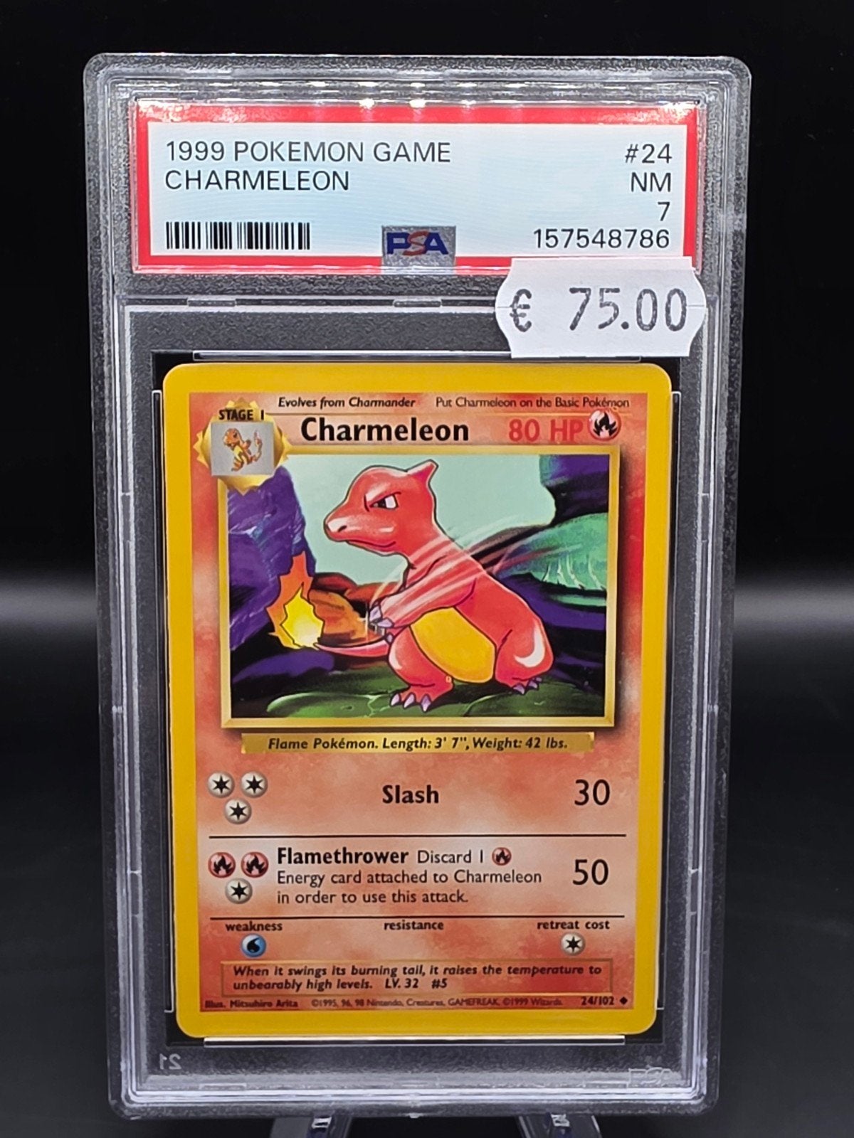 1999 Pokémon Game Charmeleon #24 PSA 7 NM, Ophalen of Verzenden, Zo goed als nieuw, Losse kaart