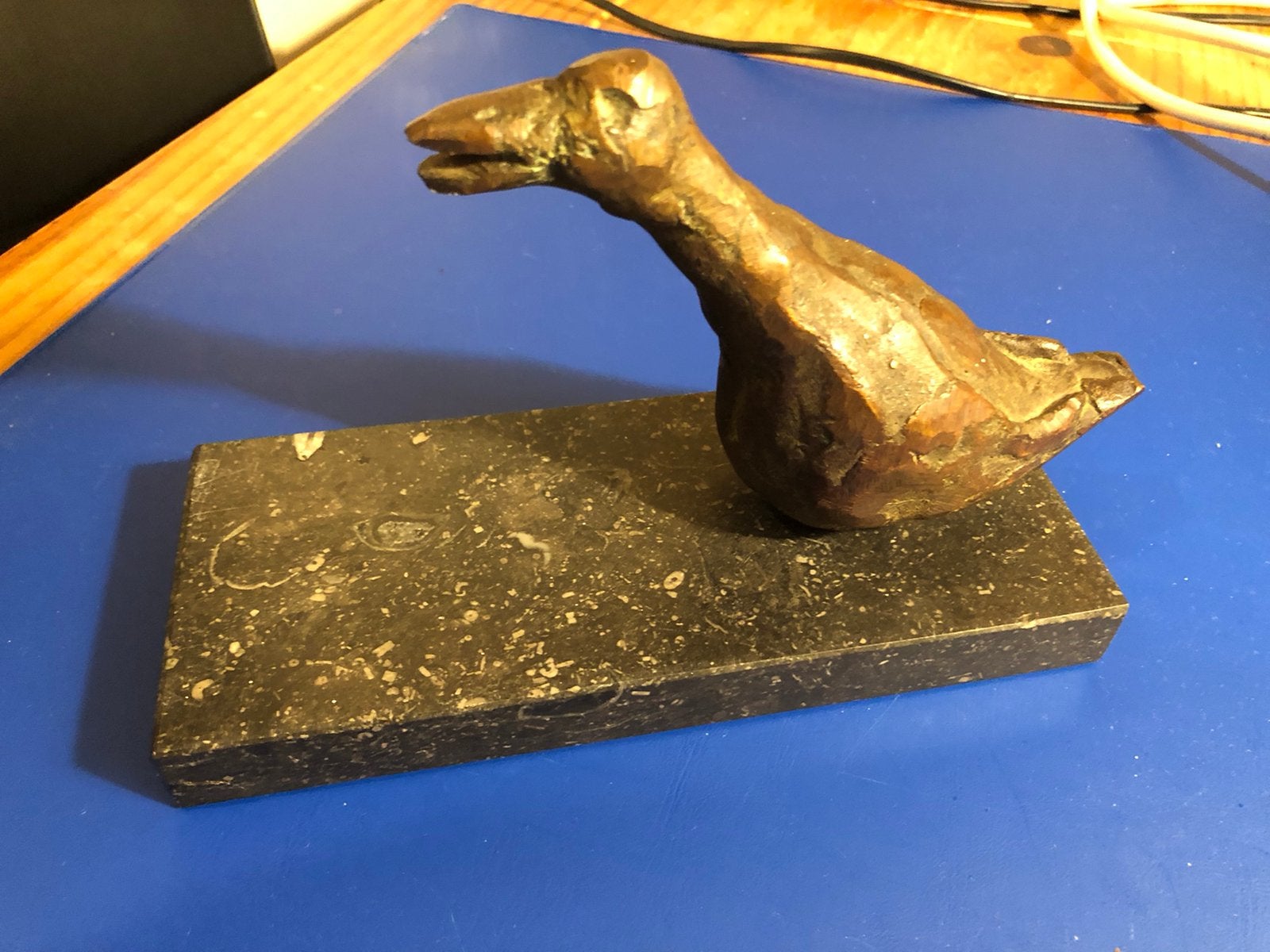 Bronzen gans op marmeren voet, Ophalen of Verzenden