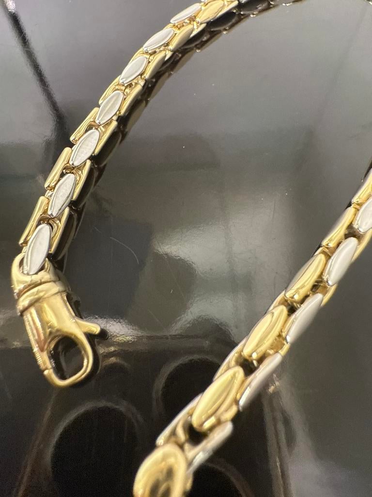 Prachtige 14 karaats gouden armband met witgoud | ITALY, Ophalen of Verzenden, Nieuw, Goud