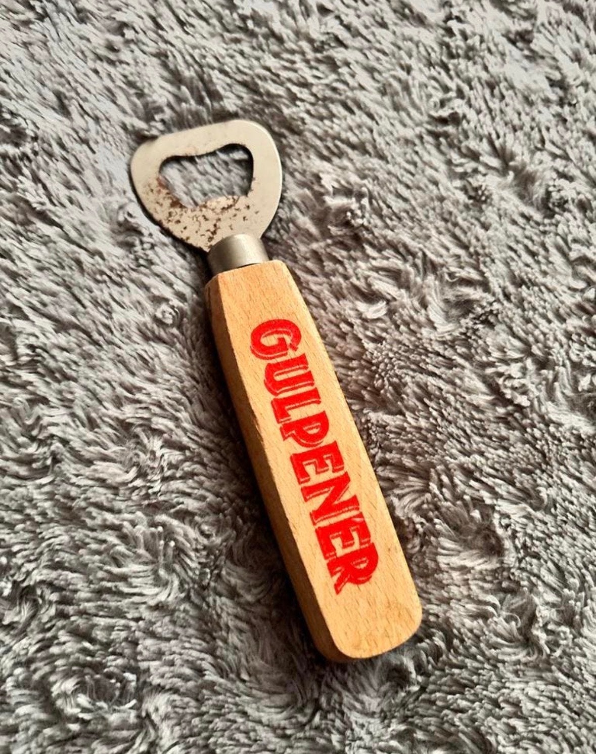 Gulpener/Bock Bier Flesopener - Hout en Metaal, Ophalen of Verzenden, Gebruikt, Flesopener, Gulpener