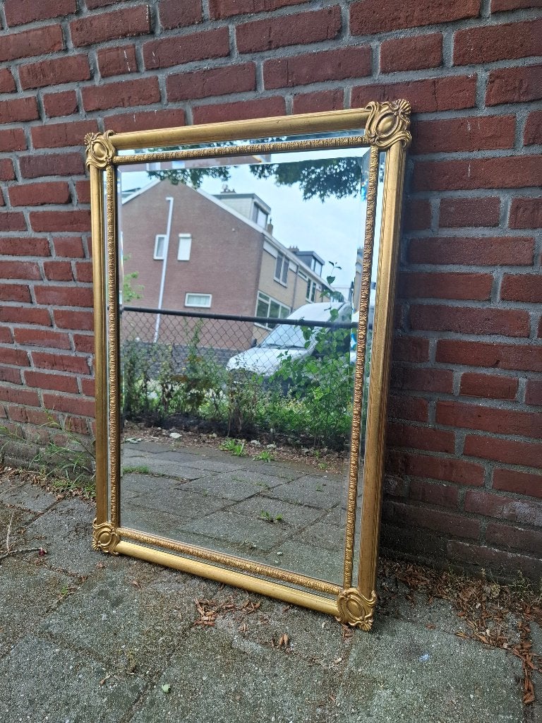 Vintage Gouden Deknudt spiegel 67x97, Ophalen, Gebruikt, Minder dan 100 cm, Rechthoekig