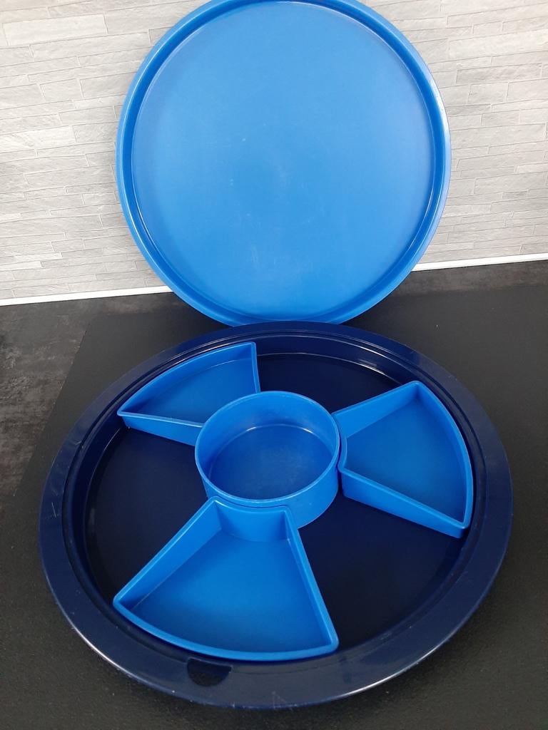 Tupperware snackschaal hapjesschaal tappasschaal met deksel, Ophalen of Verzenden, Gebruikt, Blauw, Schaal