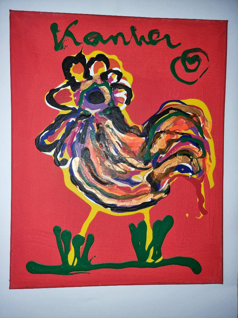 Origineel Jacob kanbier Haantje op doek, Antiek en Kunst, Ophalen