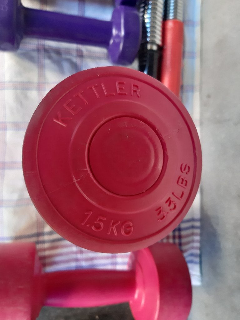 Kettler - Kettler Dumbellset, set van 1,5 kg 3 stuks rood, Sport en Fitness, Ophalen, Zo goed als nieuw, Buik, Kettlebell