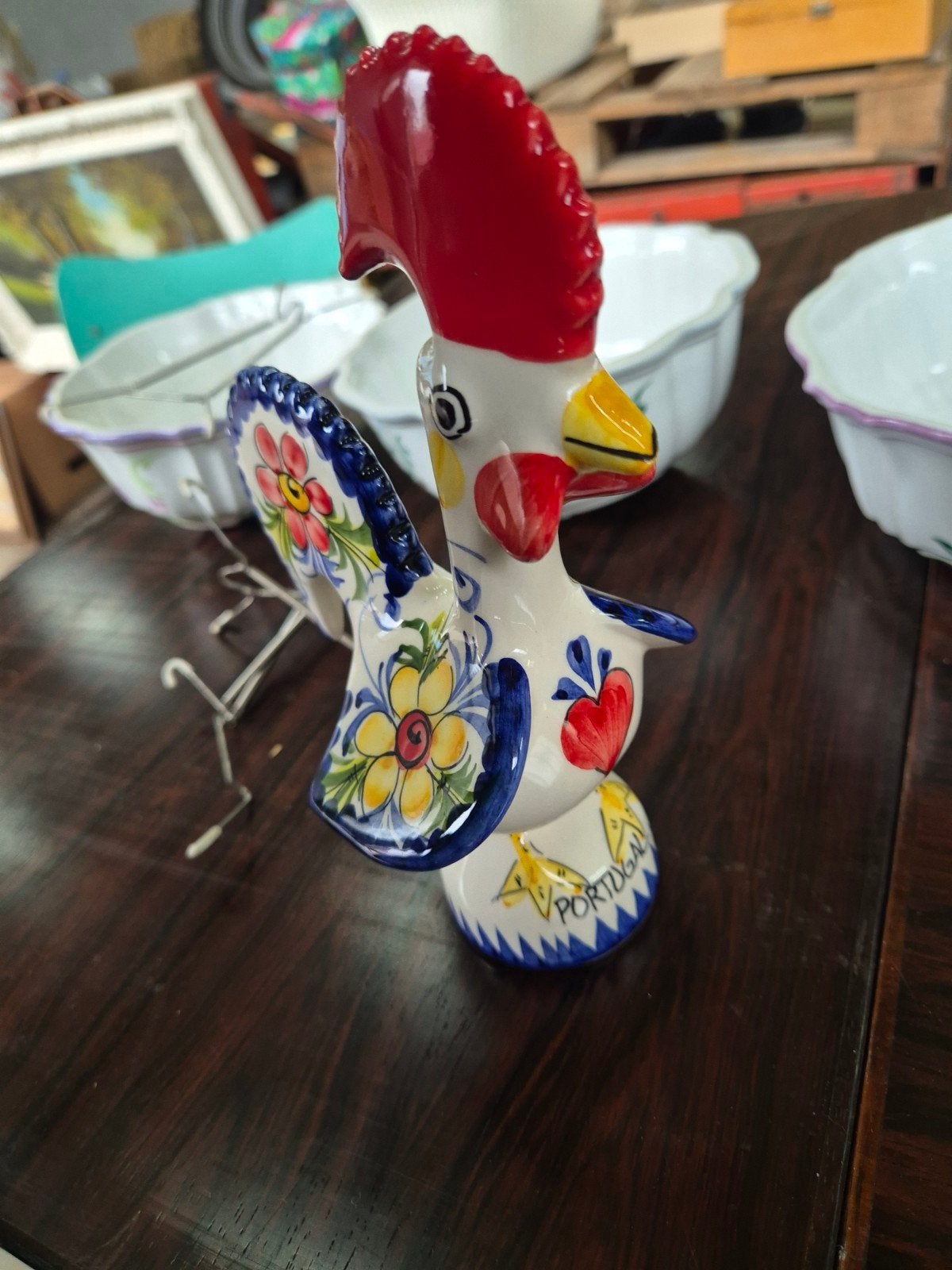 Kleurrijke Portugese haan decoratie porselein, Ophalen of Verzenden