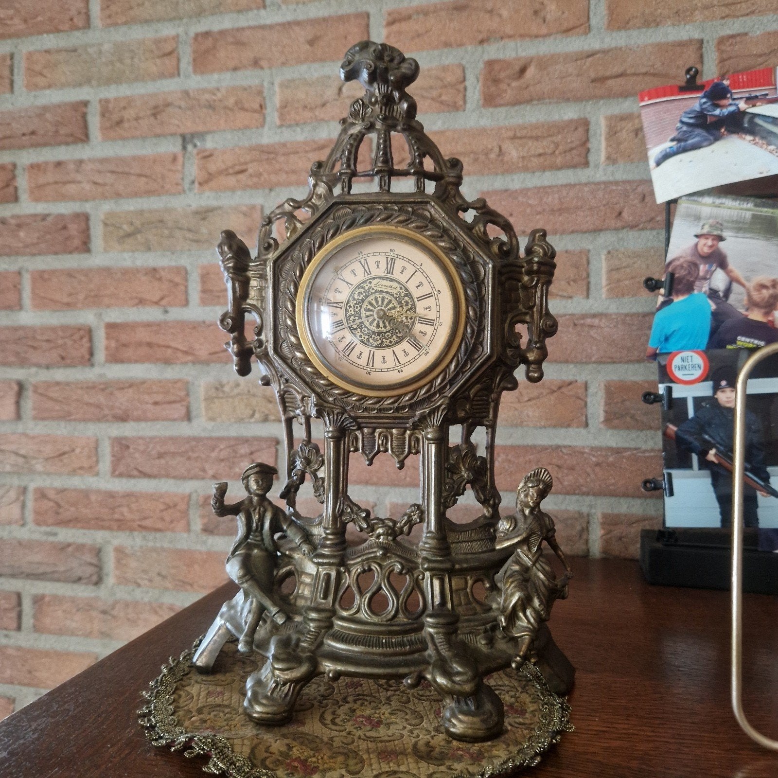 Antieke bronzen tafelklok met figuren, Antiek en Kunst, Antiek | Klokken, Ophalen