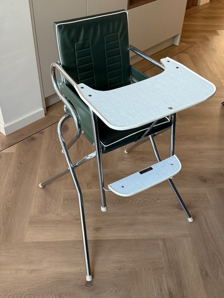 Vintage Mutsaerts kinderstoel jaren 70 - Chroom & Groen skai, Ophalen