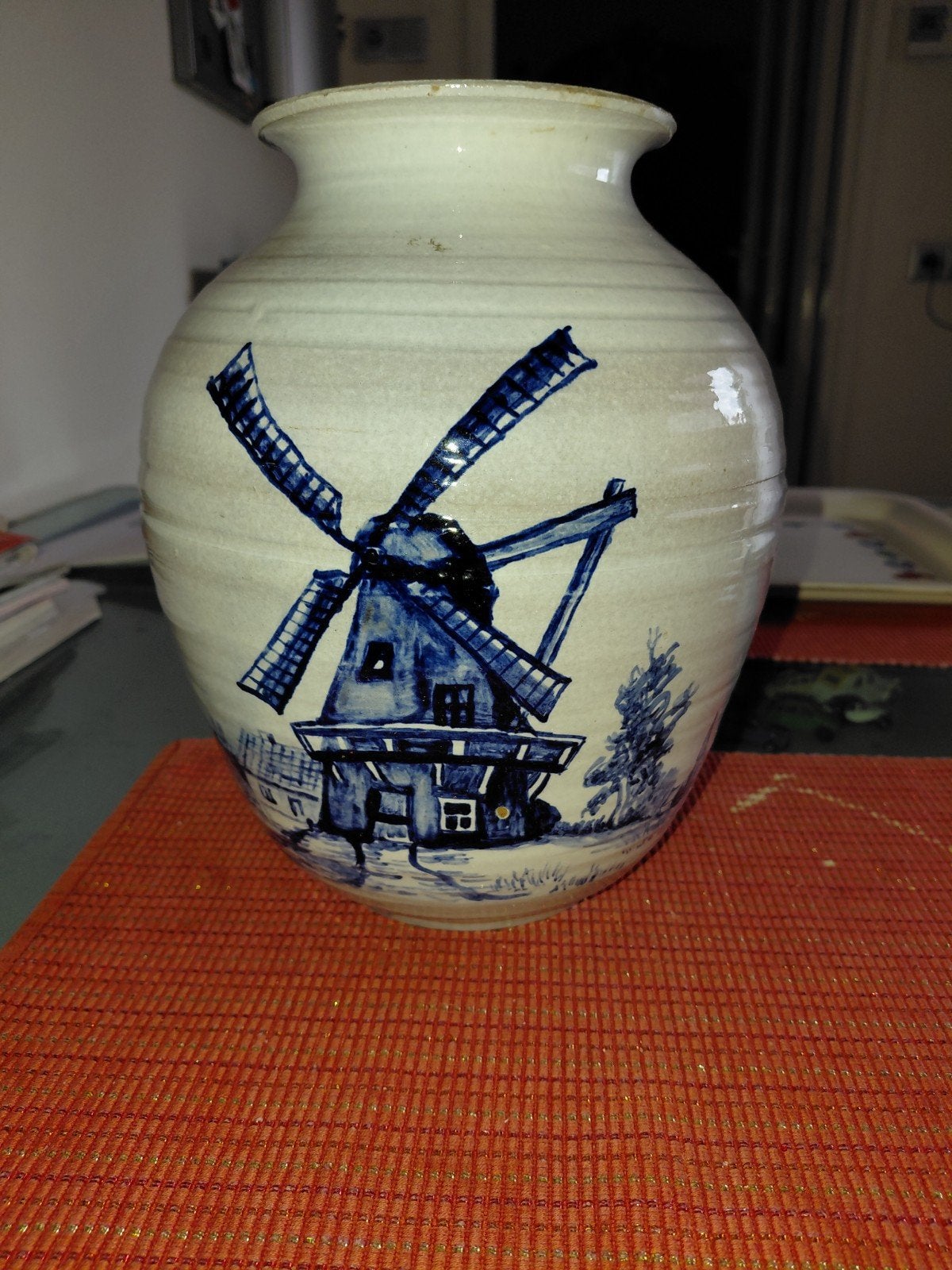 Vintage Sphinx vaas met molen decoratie, Ophalen of Verzenden