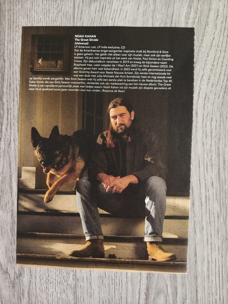 Noah Kahan 1-pagina tijdschrift artikel RecordZine, Verzenden, Zo goed als nieuw, Boek, Tijdschrift of Artikel