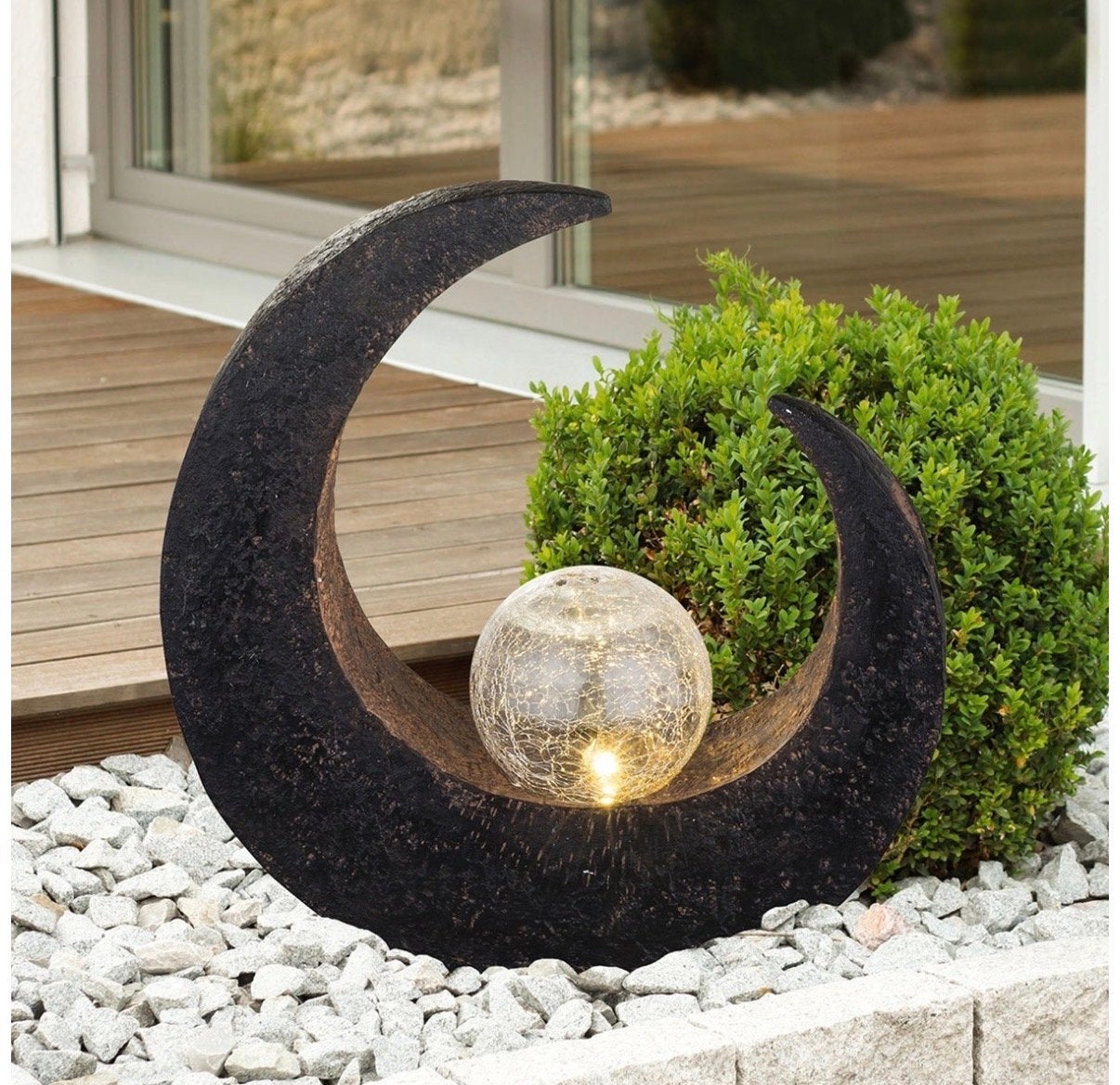 Solar LED Tuinlamp Maan met Crackle Glazen Bol, Ophalen, Nieuw