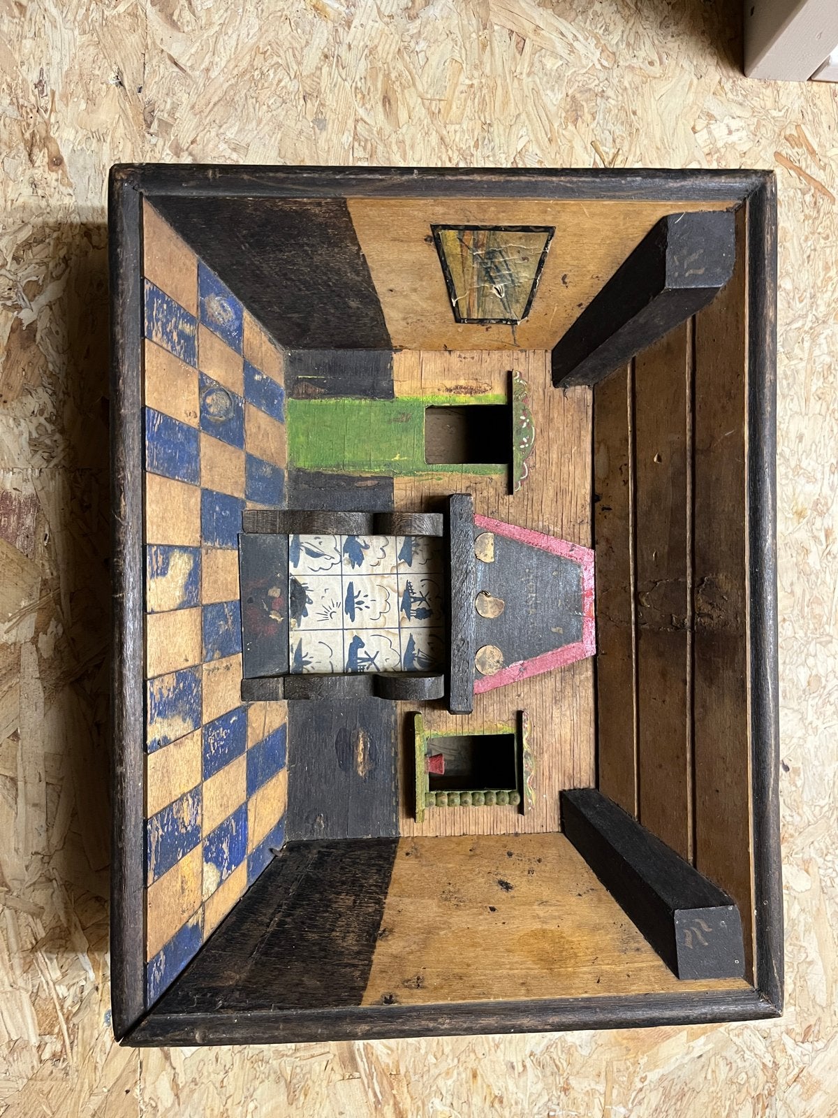 Antiek Houten 3D schilderijtje, Ophalen of Verzenden