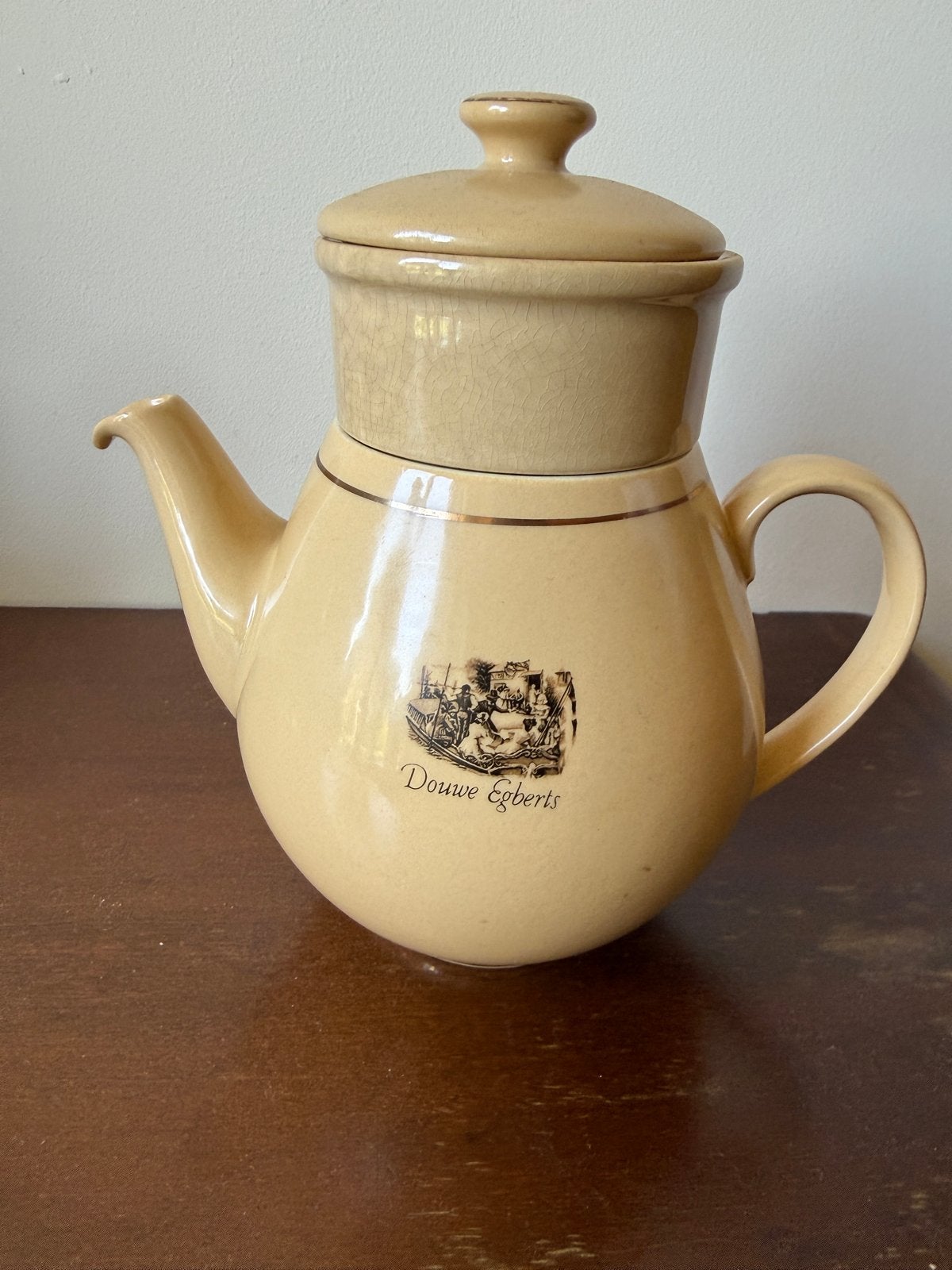 Vintage Douwe Egberts Koffiepot - Crèmekleurig Keramiek, Antiek en Kunst, Ophalen
