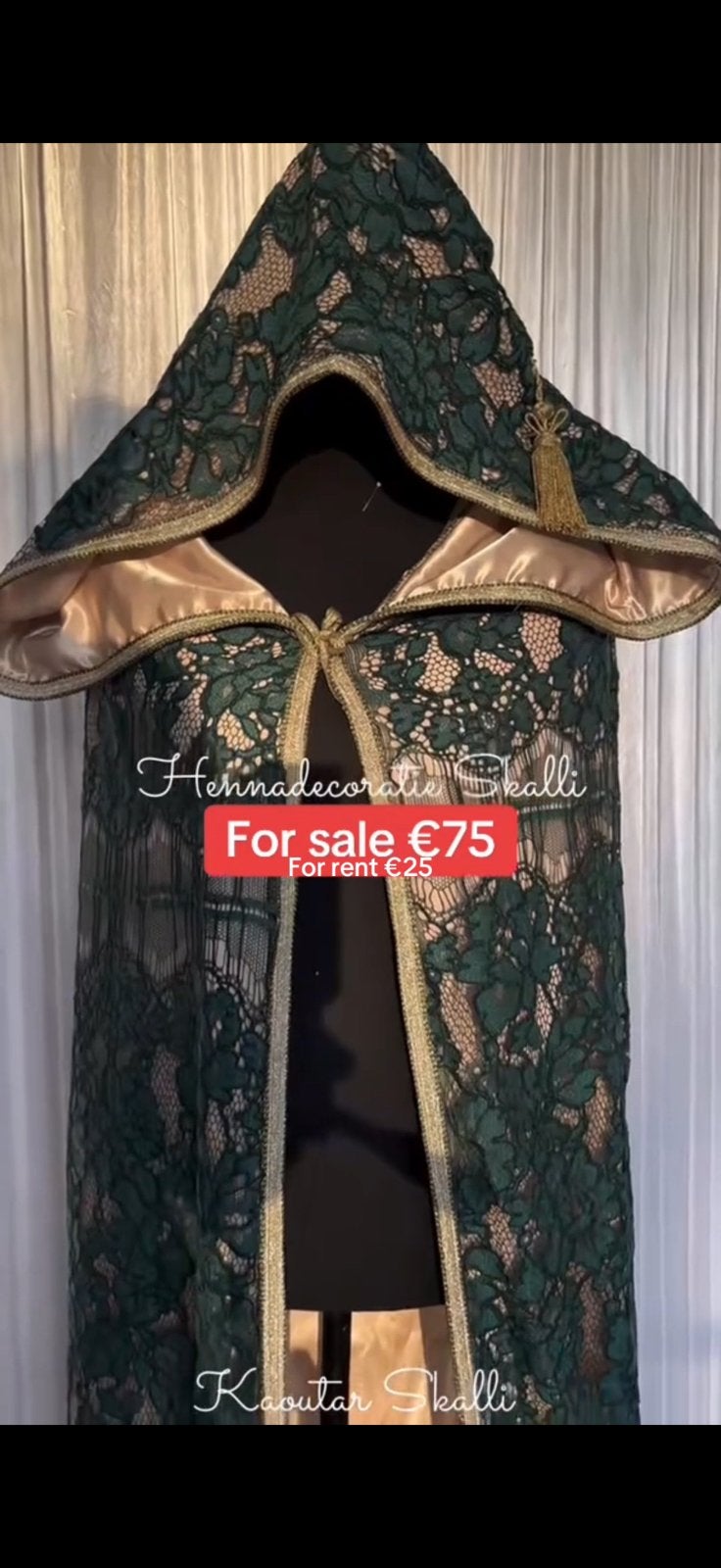 Selham groen met binnenvoering satijn goud, Ophalen of Verzenden, Zo goed als nieuw, Groen, Accessoires
