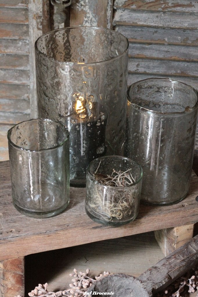 Windlichten blank bubbelglas, Www.jufbrocante.nl, Www.jufbrocante.nl, Nieuw, Ophalen of Verzenden