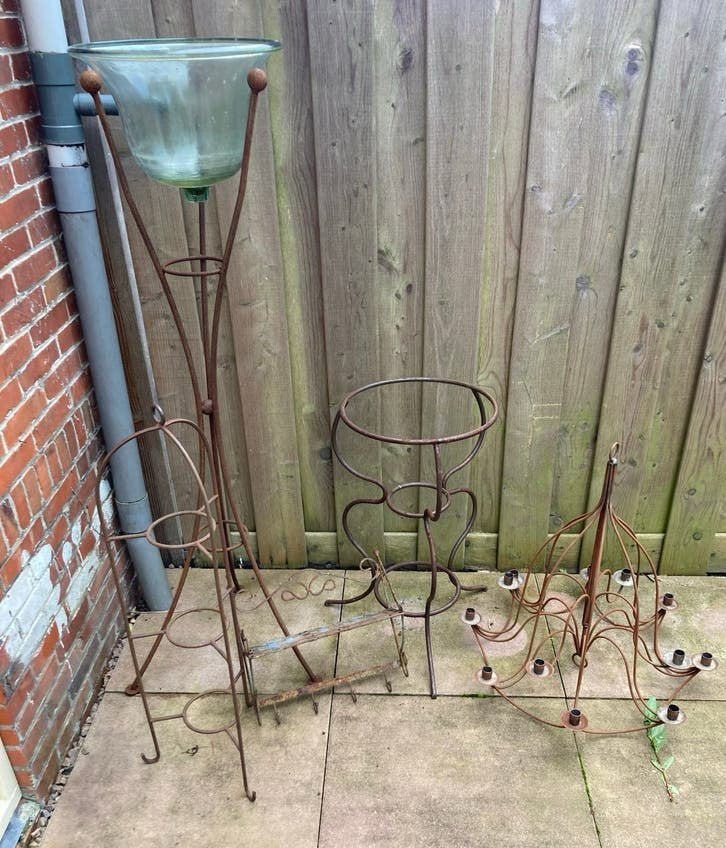 Metalen plantenstandaards en kandelaar, Ophalen, Gebruikt, 100 cm of meer, Balkon