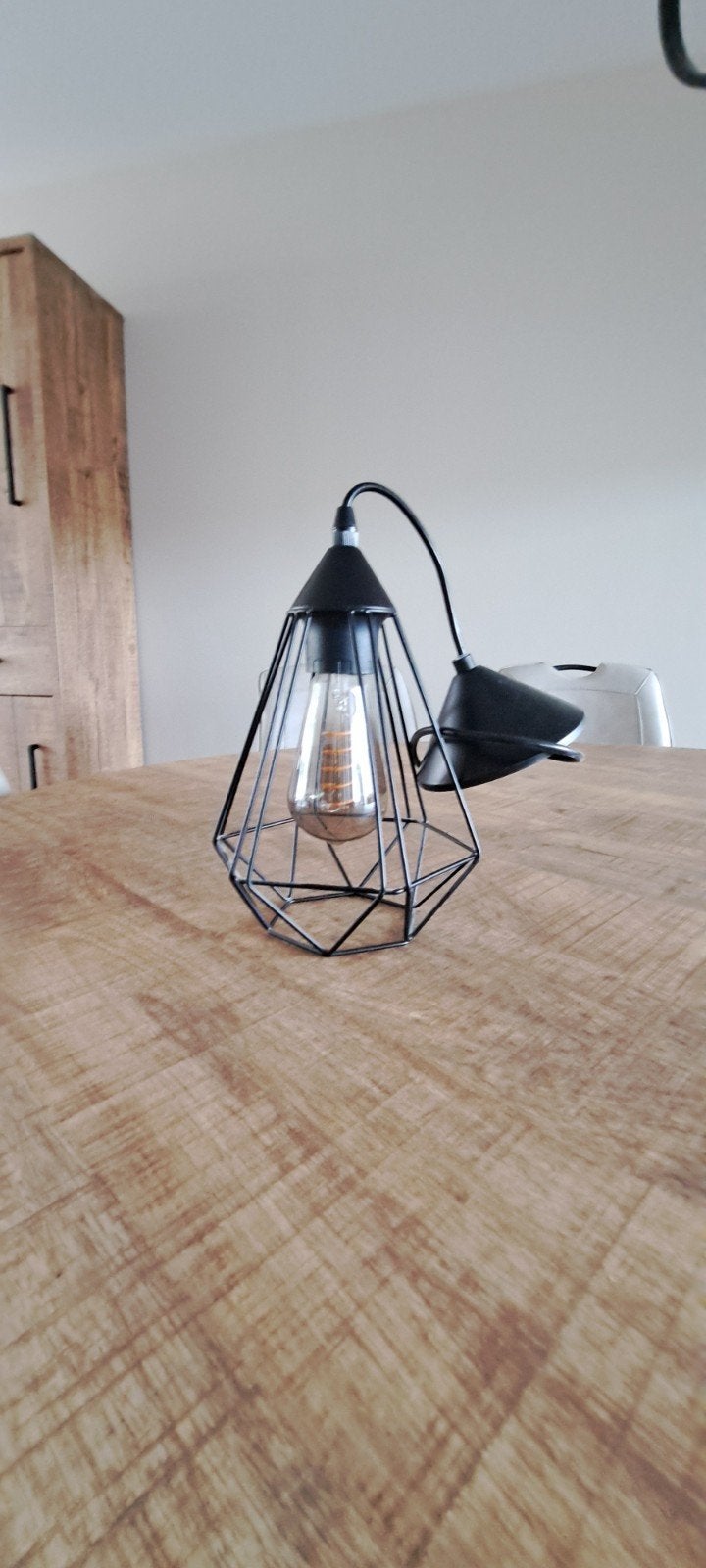 Mooie gang of wc lamp - Zwart metalen draadlamp, Ophalen, Gebruikt, Industrieel, Modern