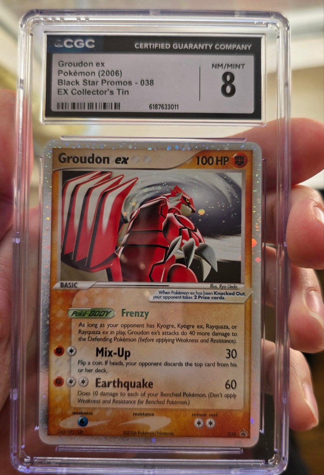 CGC 8 Groudon ex (2006) Black Star Promos - 038, Ophalen of Verzenden, Zo goed als nieuw, Losse kaart, Foil