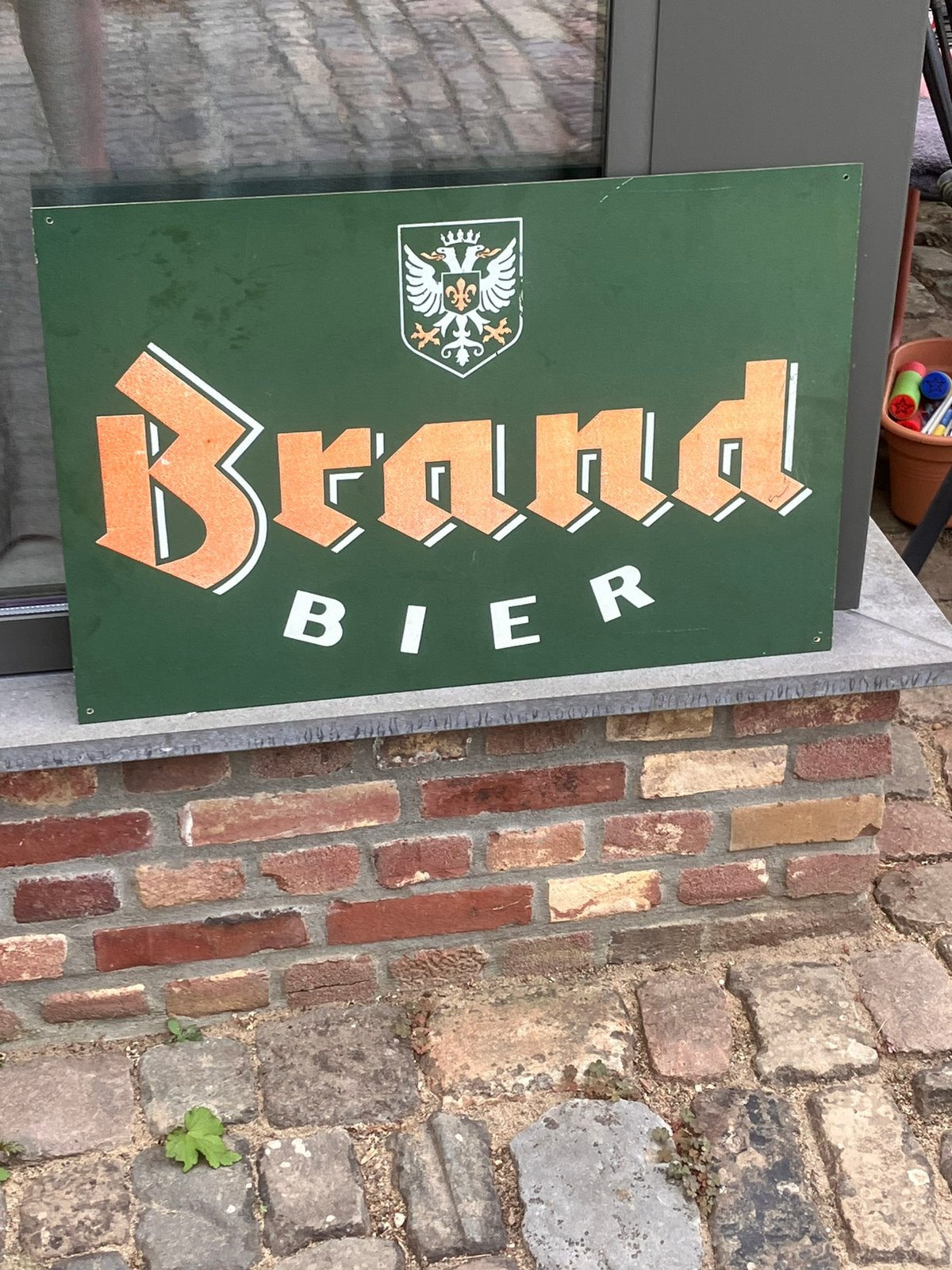 Reclamebord brand bier geen emaille bord brandbier vintage, Ophalen of Verzenden, Gebruikt, Reclamebord, Plaat of Schild
