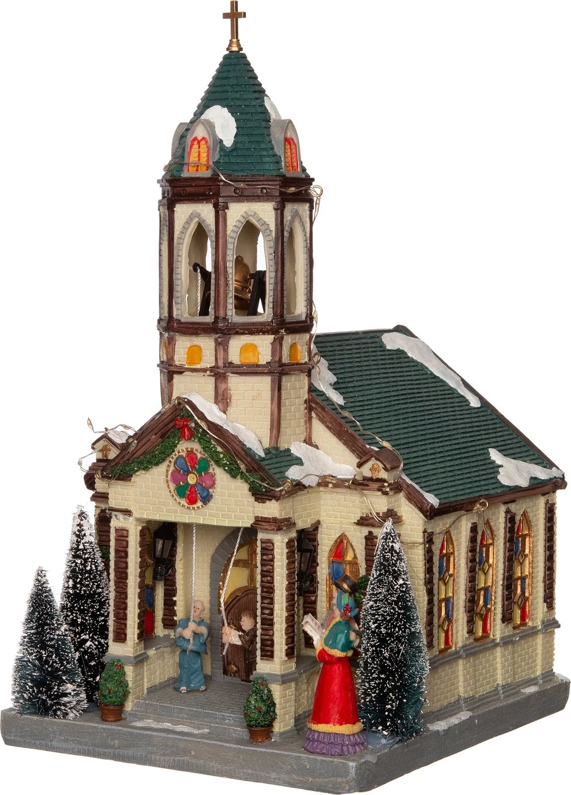 Intratuin kersthuisje kerk met hoge toren, Ophalen of Verzenden, Zo goed als nieuw