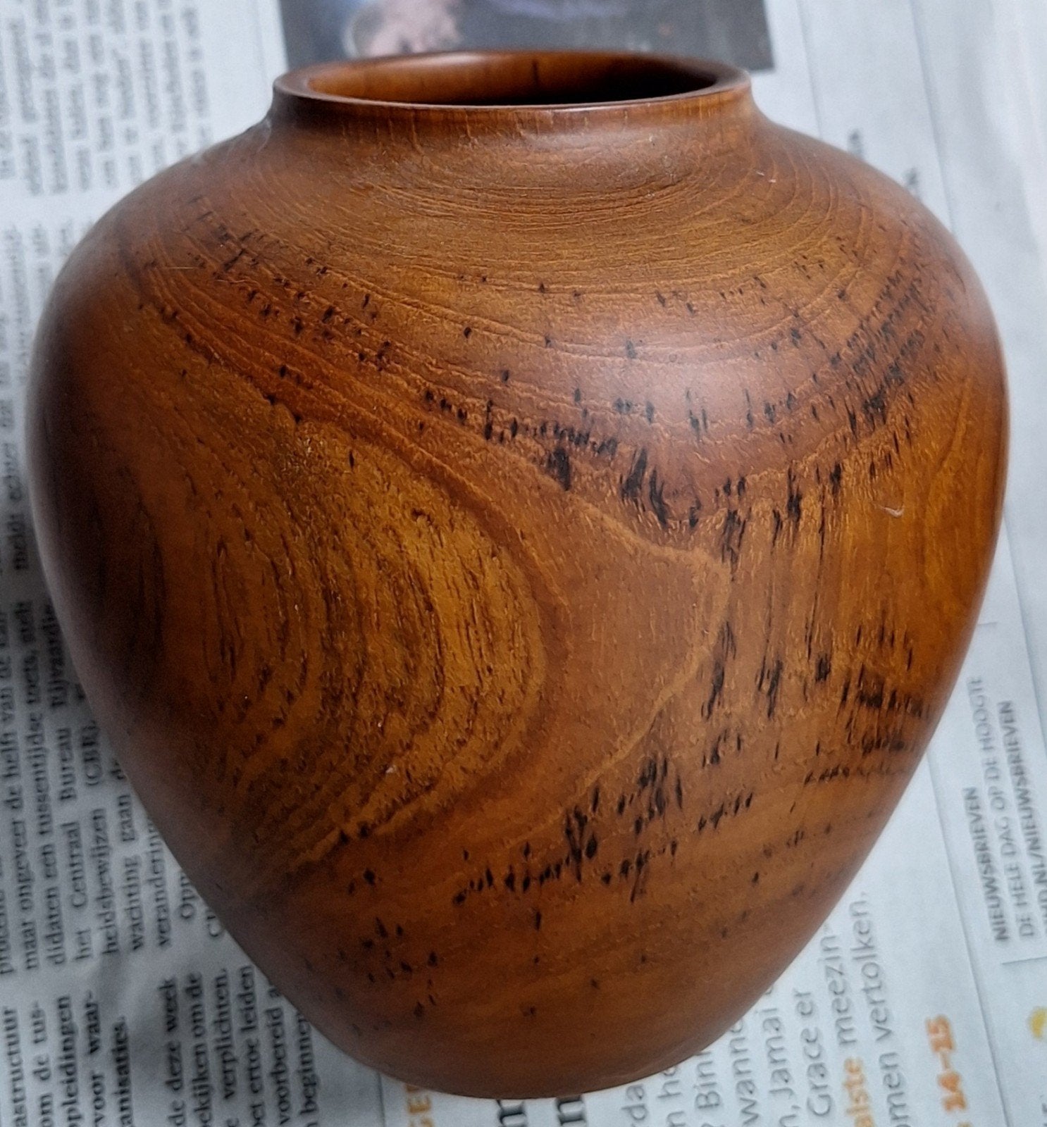 Houten pot - 12 cm hoog, Ophalen of Verzenden