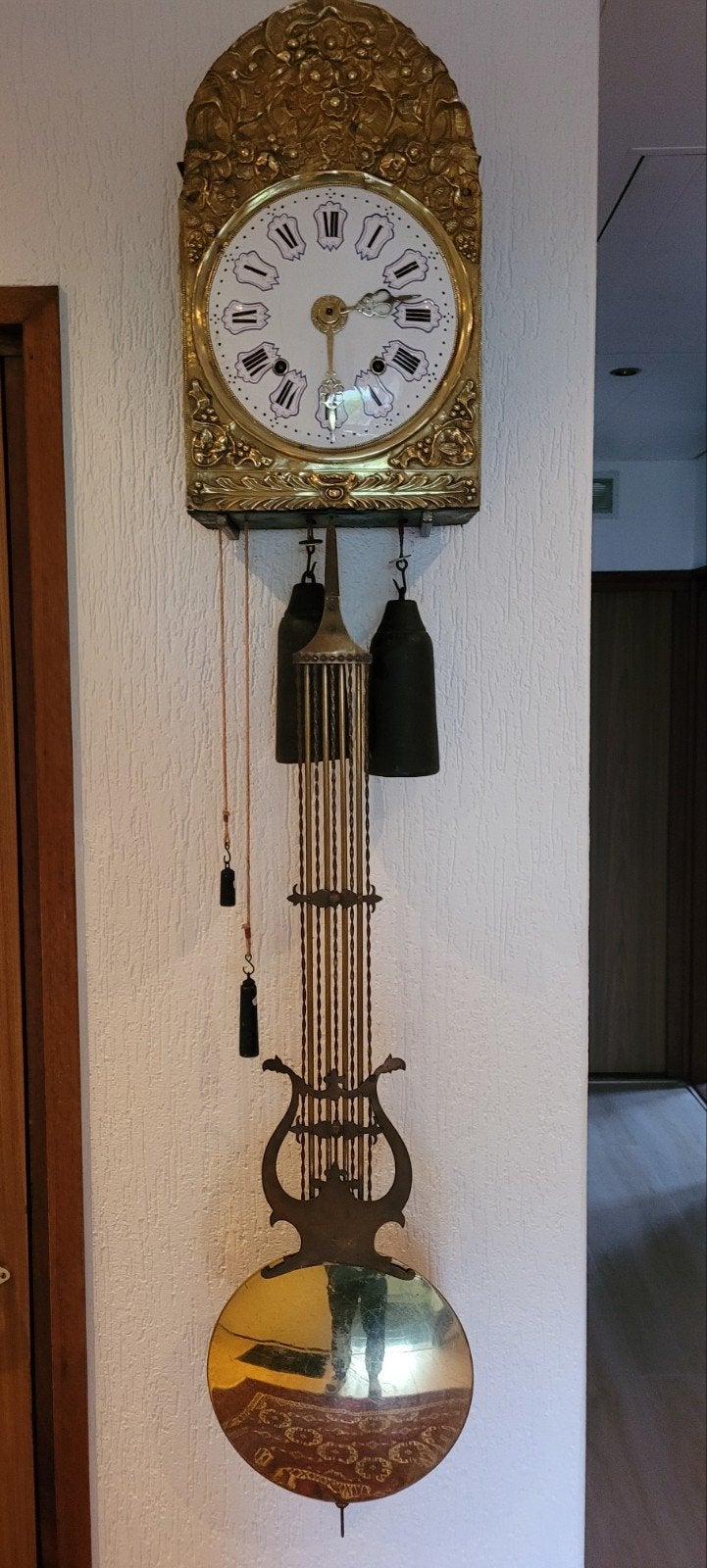 Mooie COMTOISE  met Wekker Ankergang c.a 1860, Antiek en Kunst, Ophalen of Verzenden
