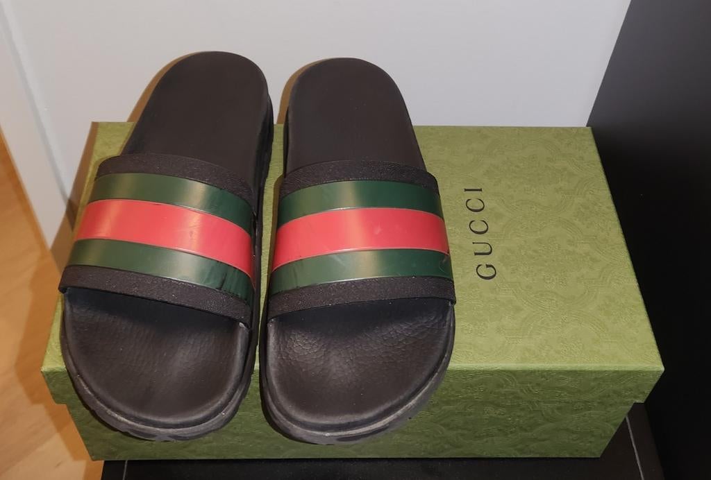 Originele Gucci slippers maat 44, Ophalen, Zwart