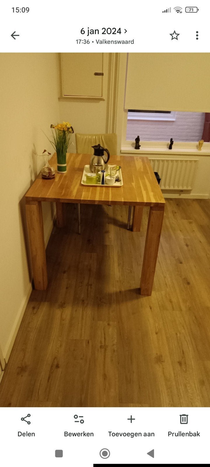compacte kleine eettafel eiken, 102 x 80, Ophalen, Gebruikt, 100 tot 150 cm, Eikenhout