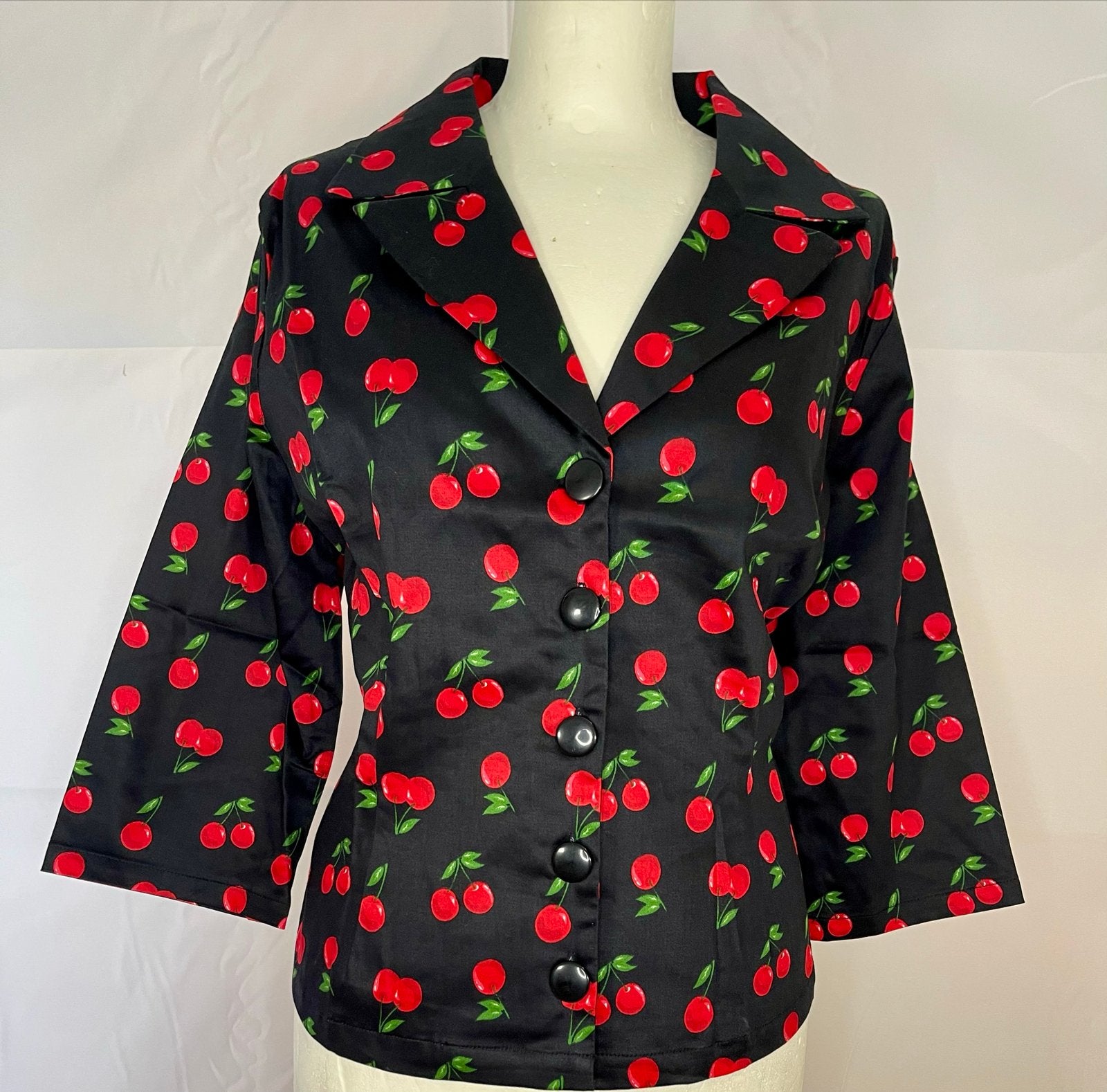 Lindy Bop Cherry Blossom Blouse - Nieuw met label, Ophalen of Verzenden, Nieuw, Maat 42/44 (L), Zwart