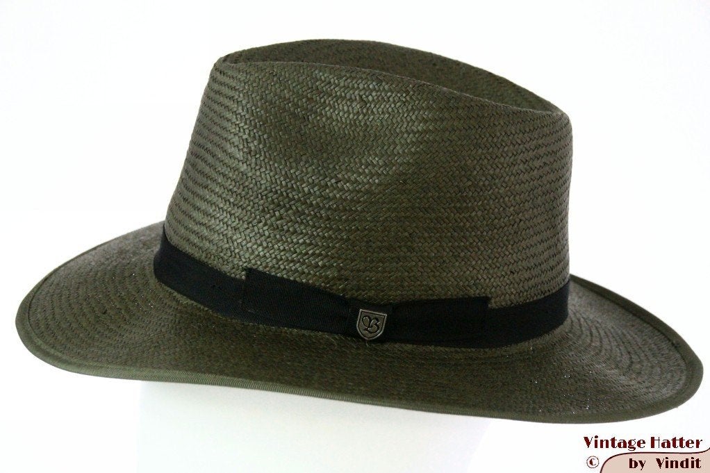 Stro gleufhoed Brixton Maddock donker groen 58 Nieuwe Sample, Hoed, Nieuw, Ophalen of Verzenden, Brixton