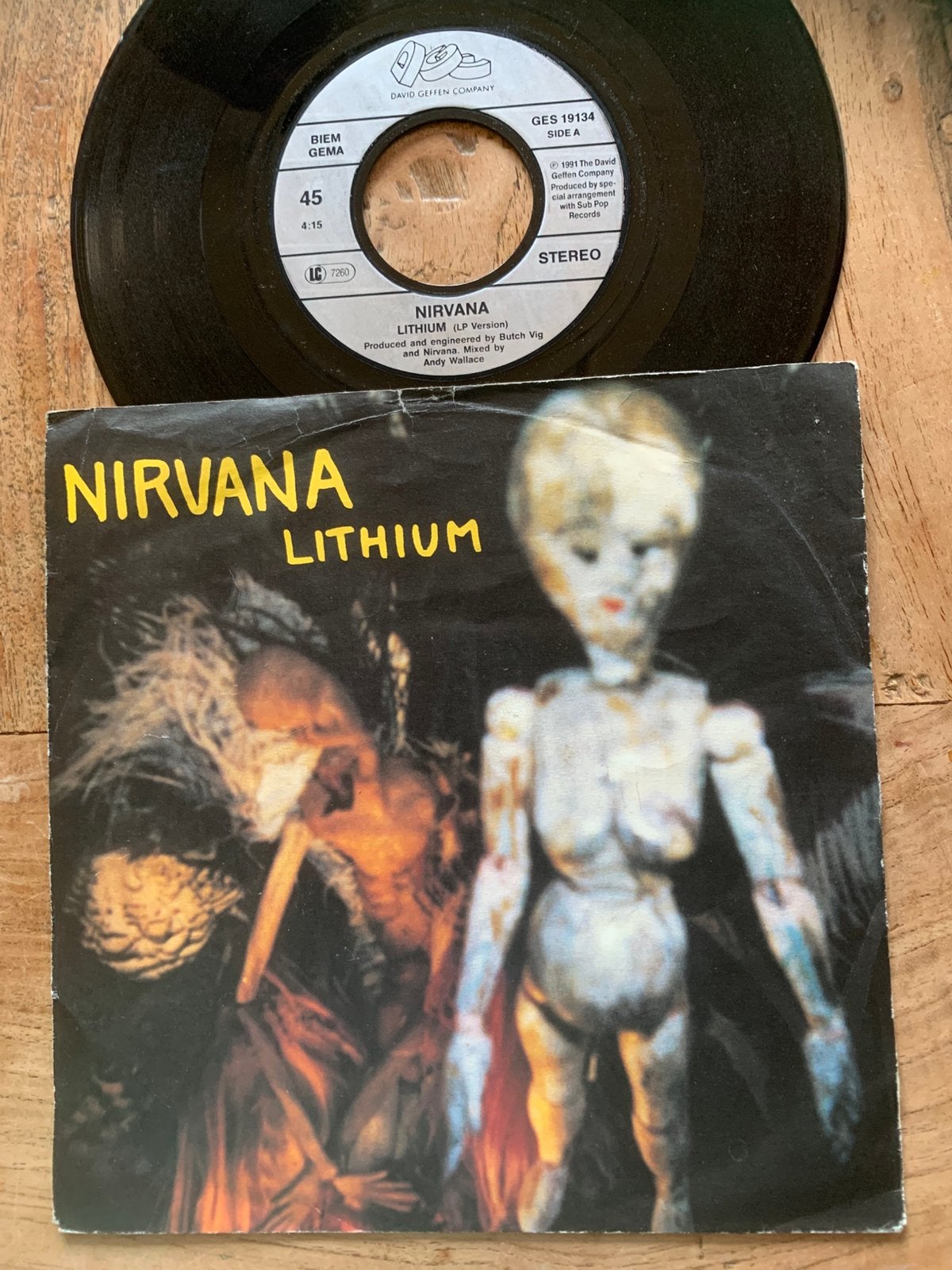 Alternative Rock Grunge Nirvana 7 inch vinyl single Lithium, Cd's en Dvd's, Vinyl Singles, Ophalen of Verzenden, Gebruikt