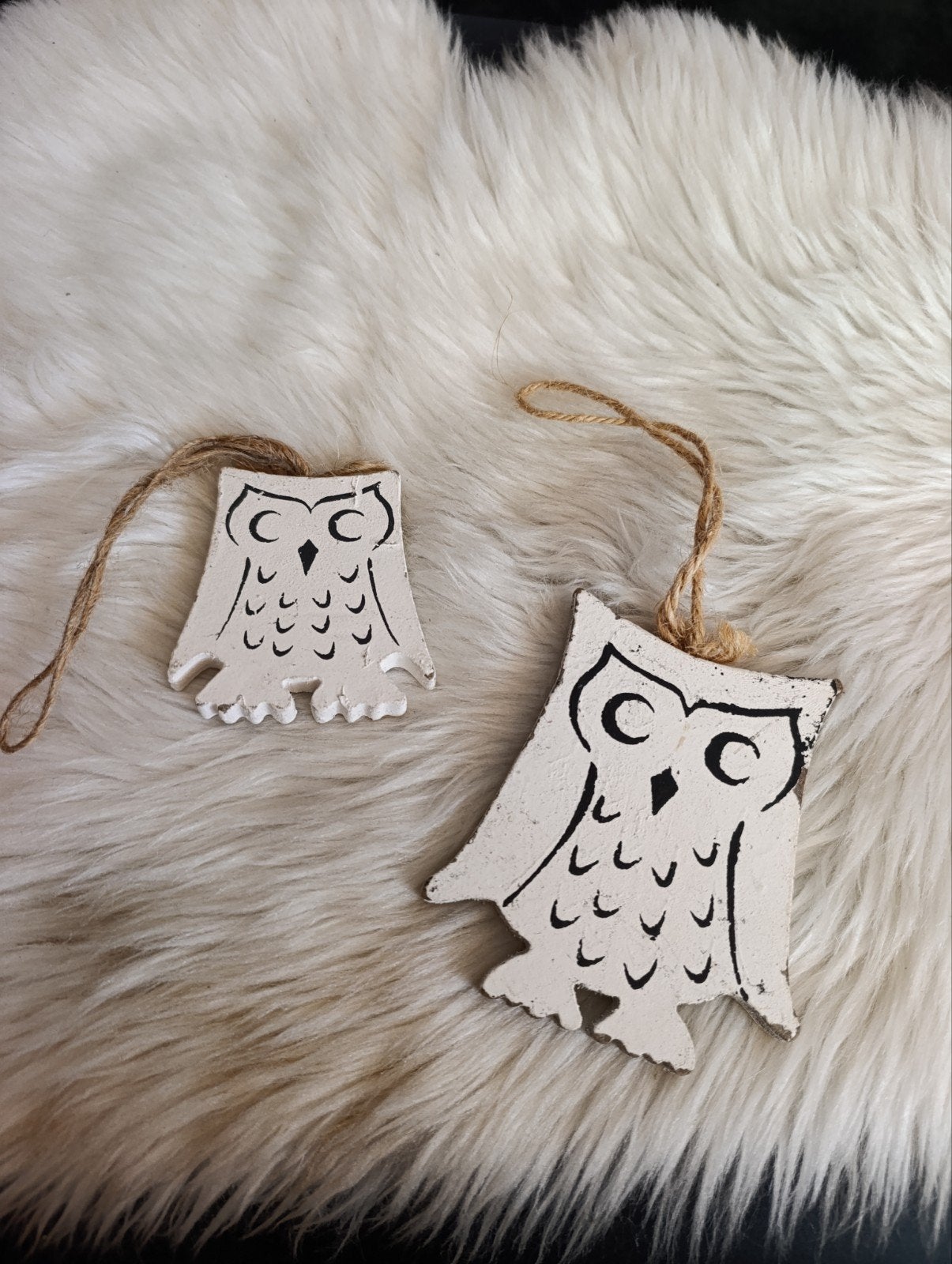 Set van 2 houten uilen decoratie hangers, Huis en Inrichting, Woonaccessoires | Overige, Hout, Ophalen of Verzenden, Wit, Landelijk