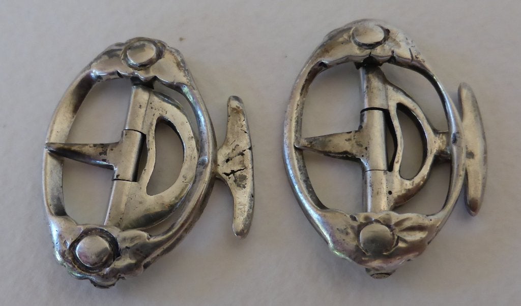 Koopje! Antieke zilveren kuitgespen, incl verzenden !, Verzenden, Zilver