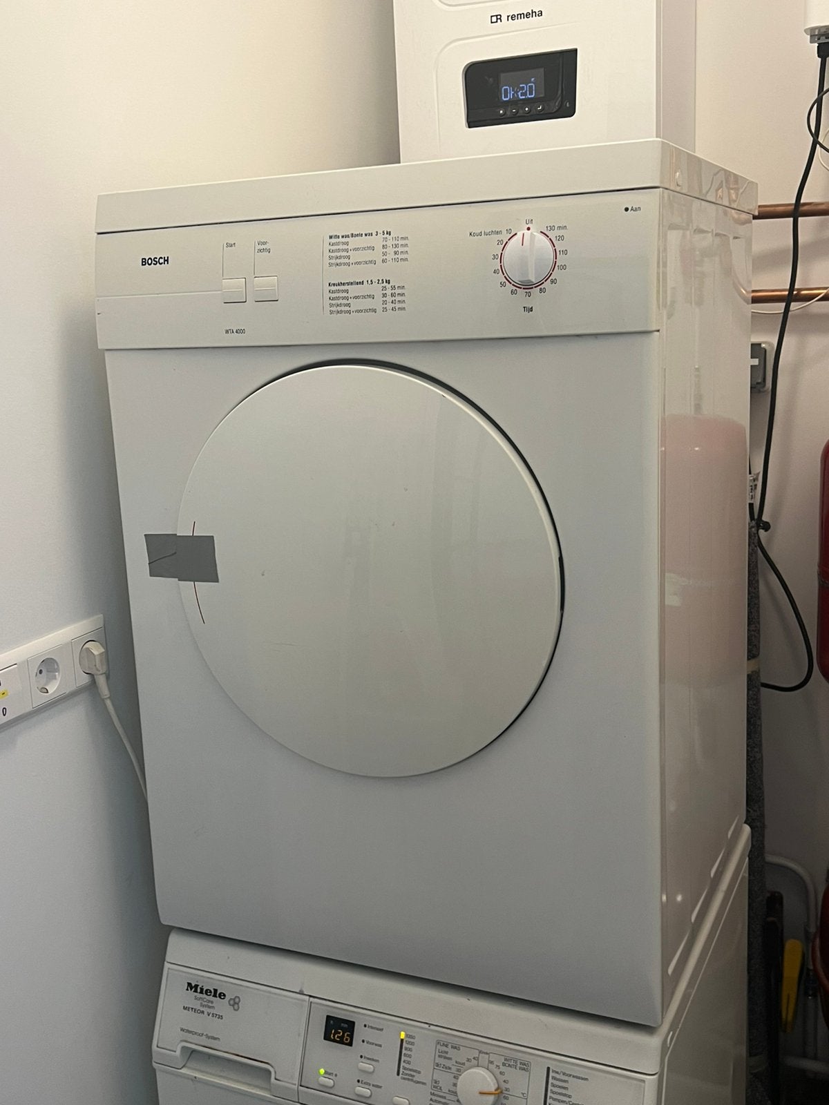 Bosch WTA 4000 afvoerdroger / luchtafvoerdroger, Ophalen, Overige typen, 8 tot 10 kg, Zo goed als nieuw
