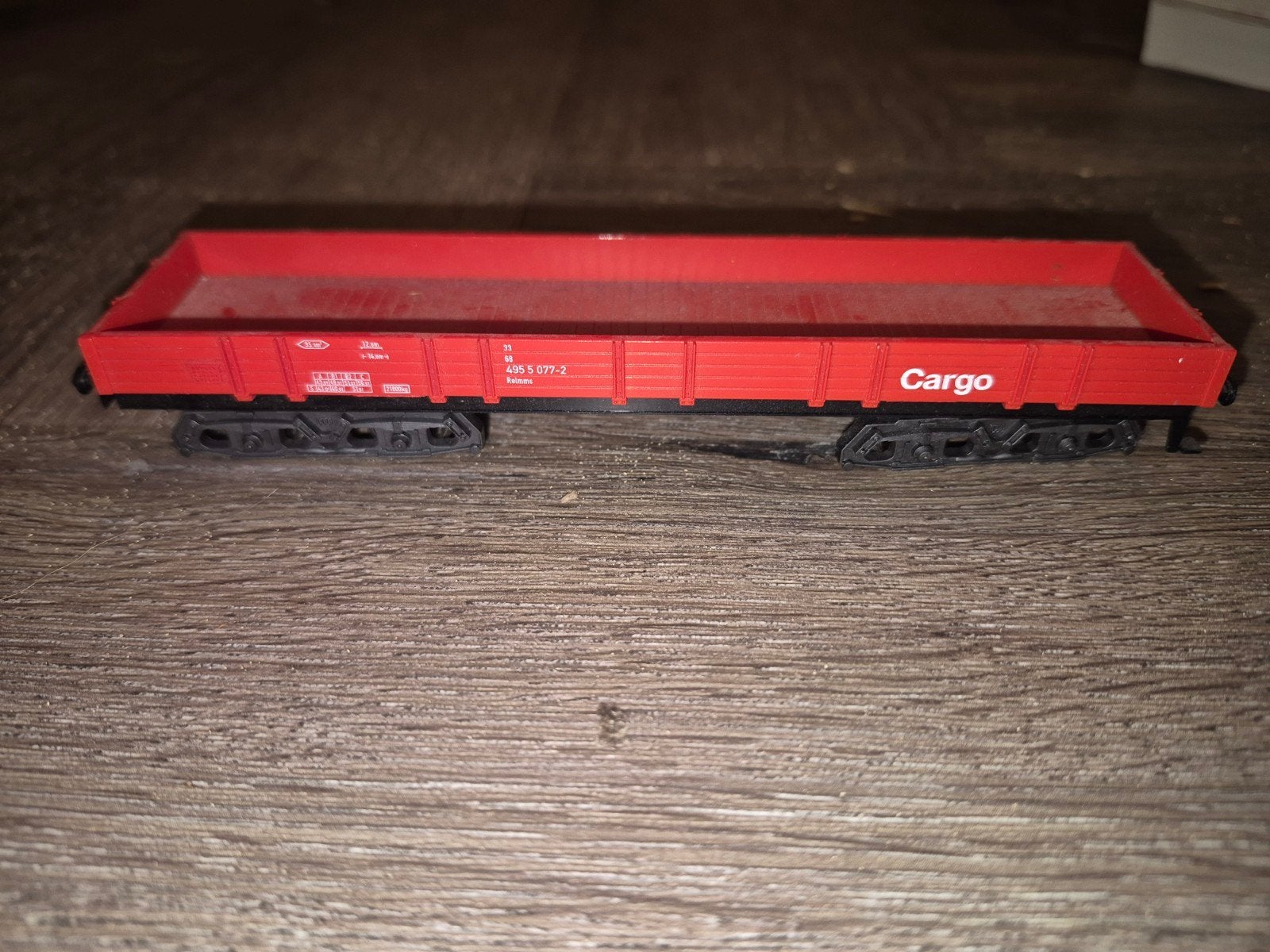 Marklin cargo lageboordwagon rood., Wisselstroom, Gebruikt, Wagon, Ophalen of Verzenden