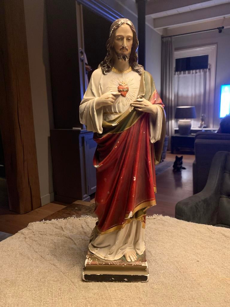 Religieus beeld Jezus Christus met Heilig Hart, Antiek en Kunst, Antiek | Religie, Ophalen