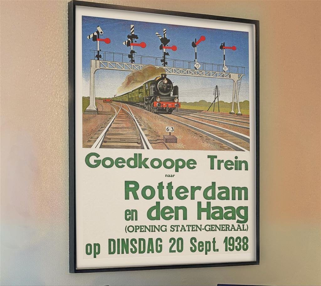Rotterdam Den Haag Spoorwegen Trein NS Poster Affiche, Verzenden, Nieuw, Trein, Overige typen