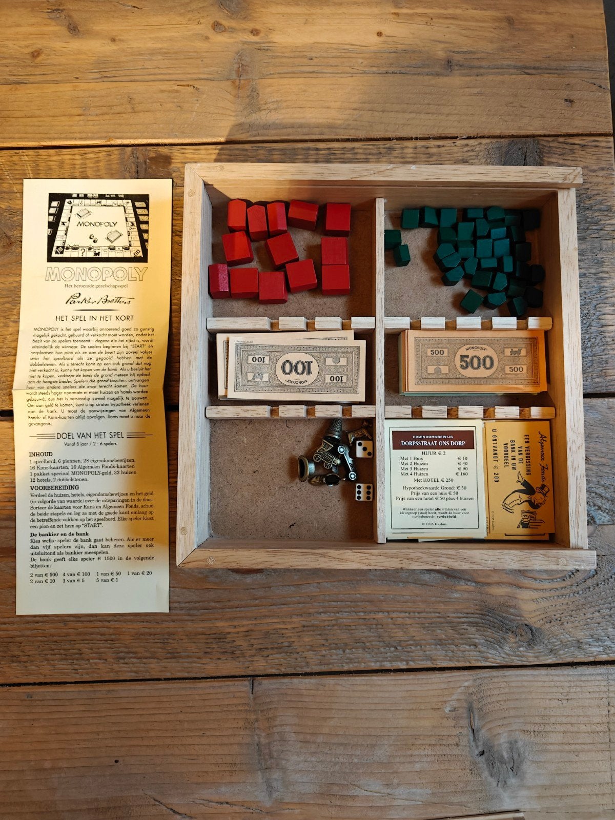 Monopoly in houten kistje., Ophalen of Verzenden, Zo goed als nieuw