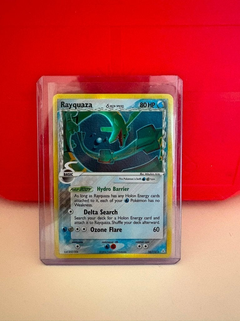 RAYQUAZA HOLO DELTA SPECIES 16/110 EX HOLON PHANTOMS LP/NM, Ophalen of Verzenden, Zo goed als nieuw, Losse kaart, Foil