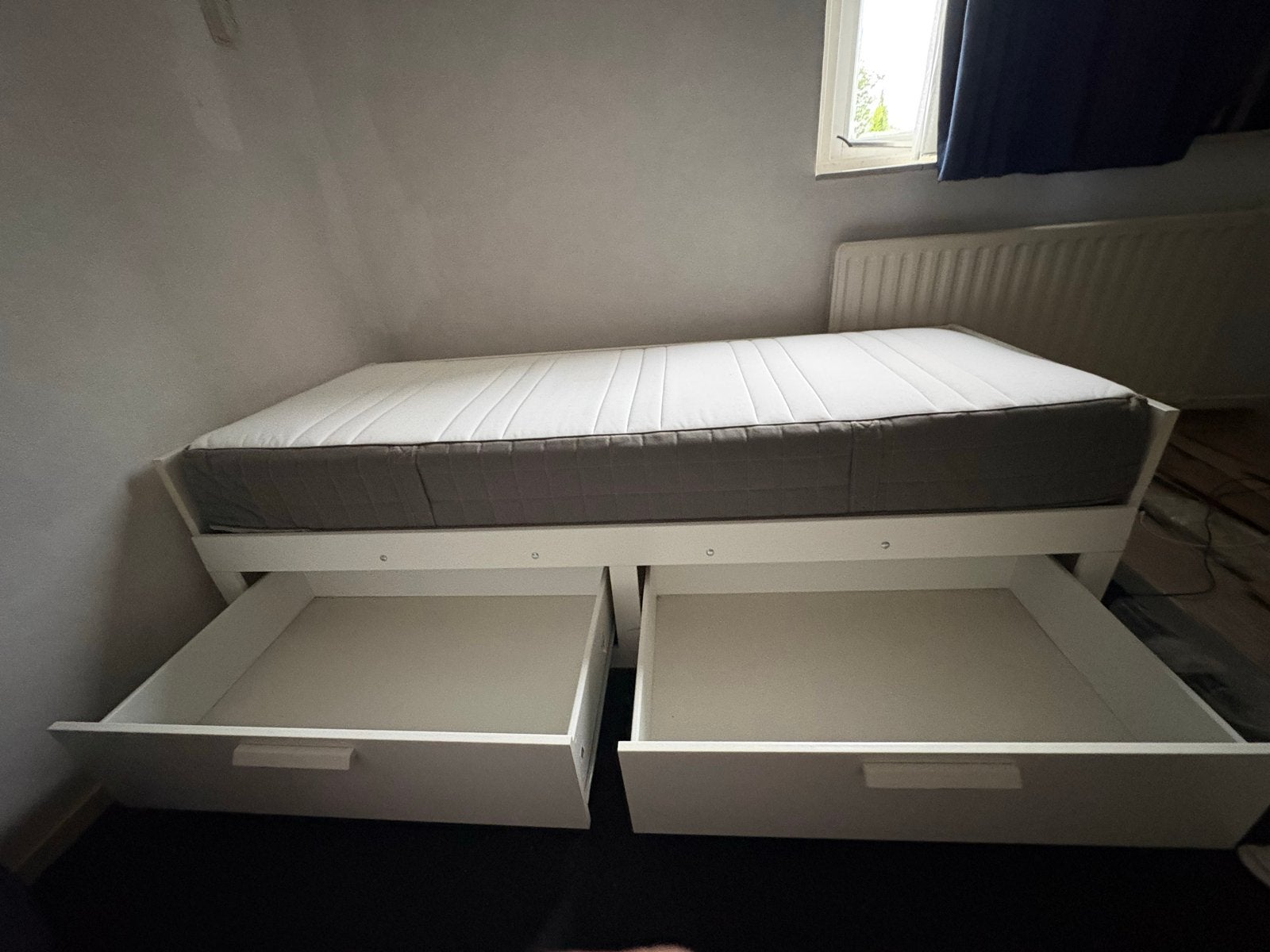 Uitschuifbaar bed met 2 matrassen (80x200), Ophalen, Wit, Tweepersoons, 80 cm
